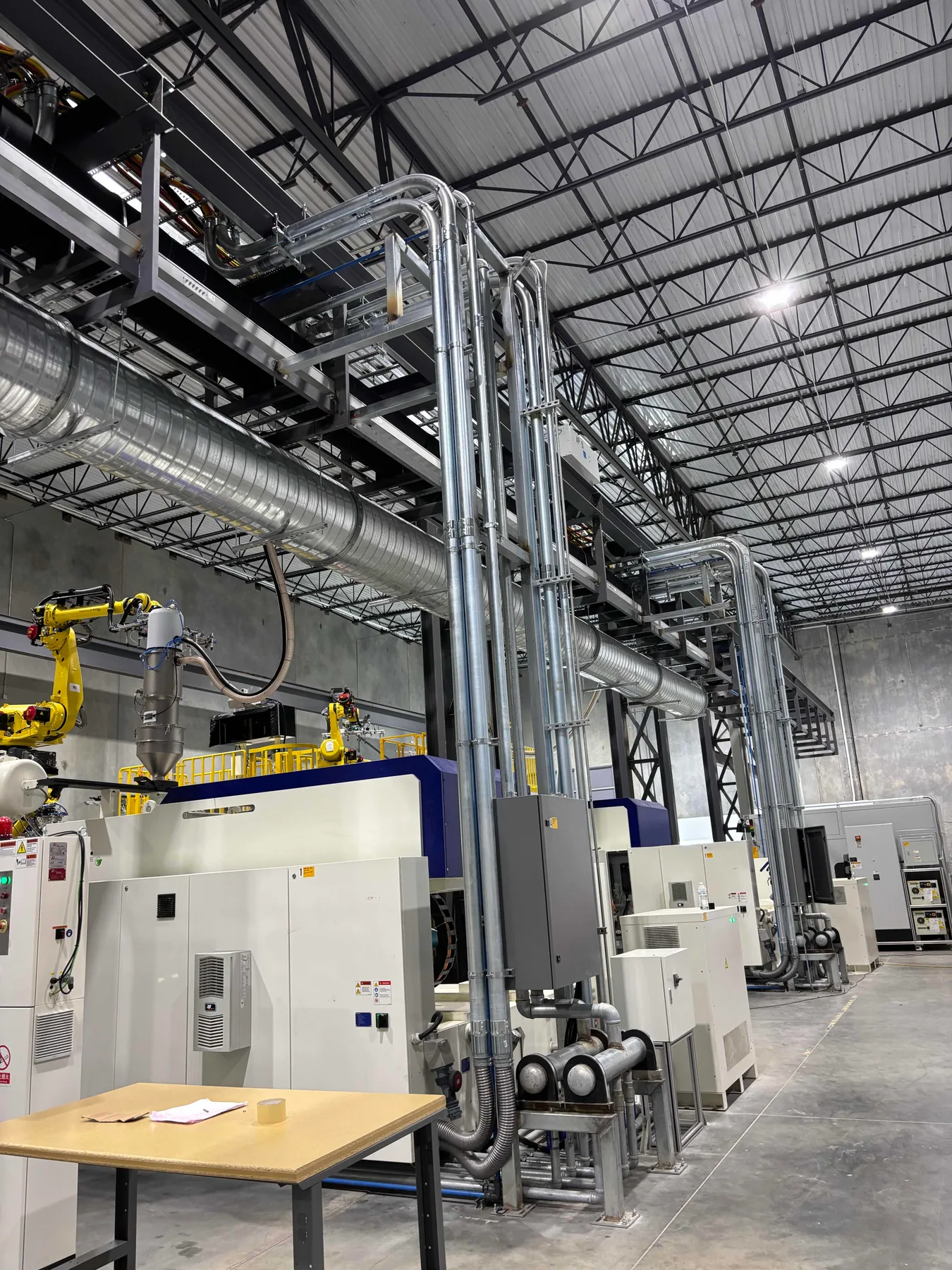 Electrical equipment and conduit inside a production facility